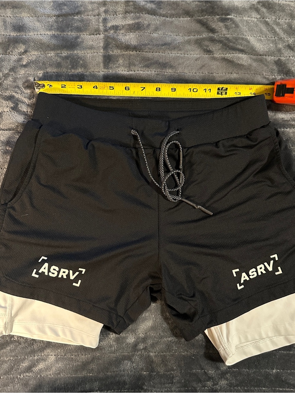 ASRV Black Athletic 2-in-1 Training Shorts with White Inner Liner